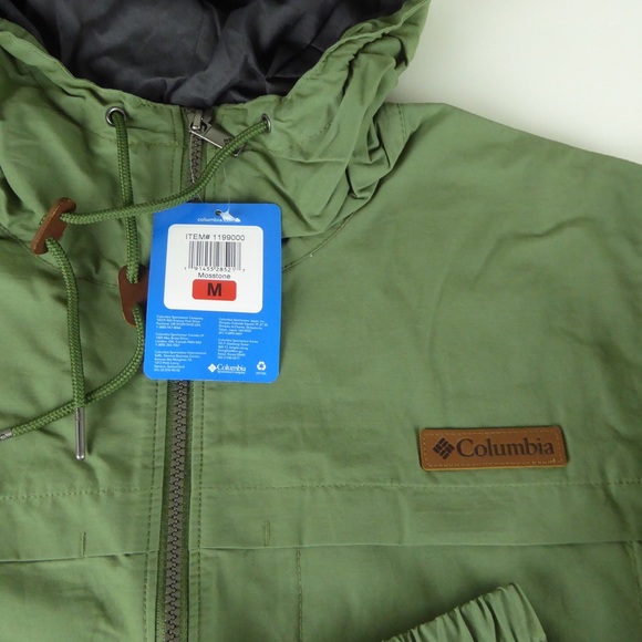 Columbia Full Zip Cotton Nylon Blend Hooded Windbreaker Performance Jacket NWT - Picture 4 of 11